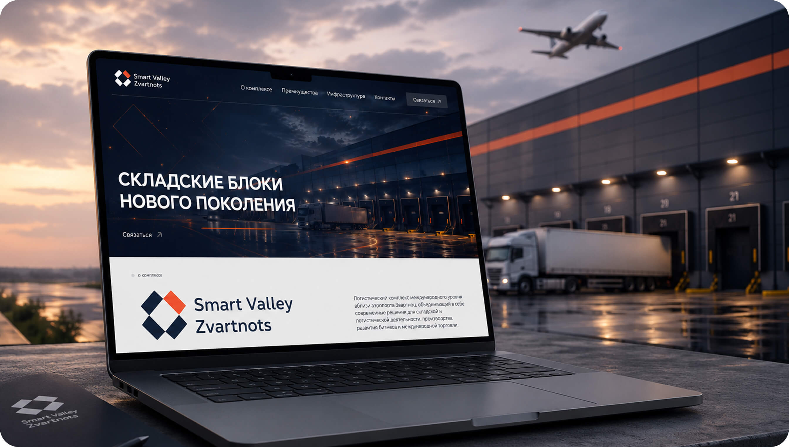 Мокап сайта Smart Valley Zvartnots на ноутбуке